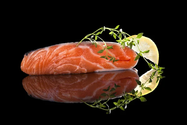 Luxurious salmon steak. — Stock Photo, Image