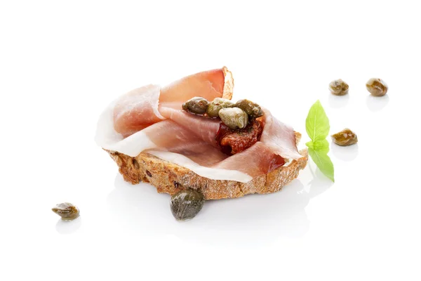 Prima eten. Luxe canapé. — Stockfoto