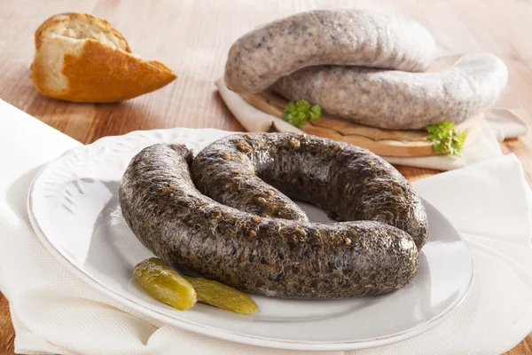 Blood sausage and rice sausage. — Stock Photo, Image