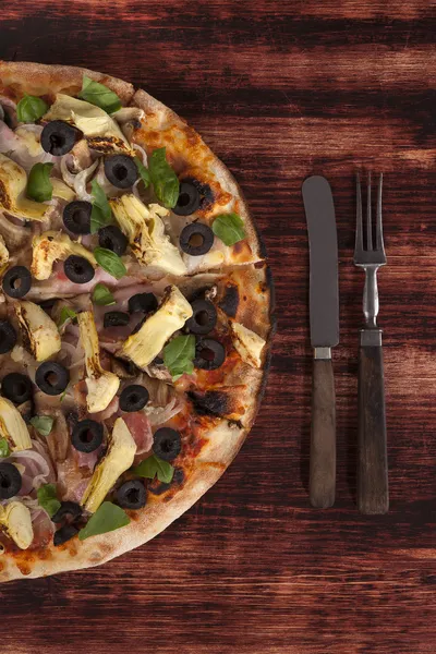Hintergrund: Pizza. — Stockfoto