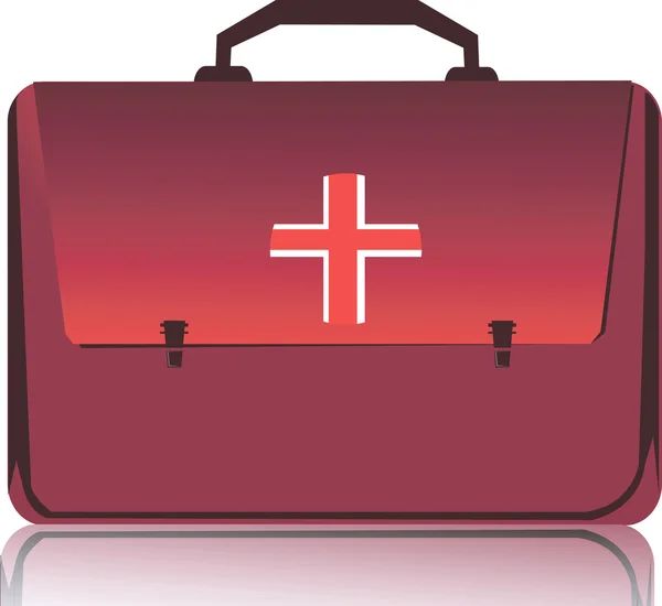 Bolsa con símbolo de cruz roja — Vector de stock