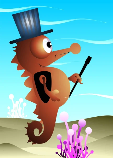 A seahorse magician — Stock Vector