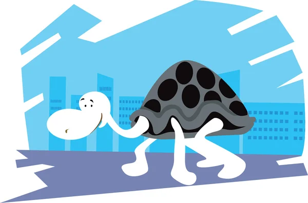 Turtle in stad — Stockvector