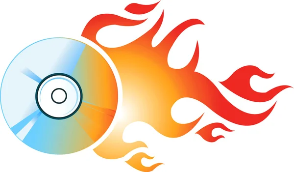 Compact Disc with fire — Stock Vector