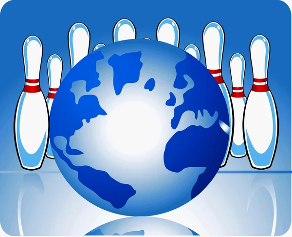 Globe avec pions de bowling — Image vectorielle