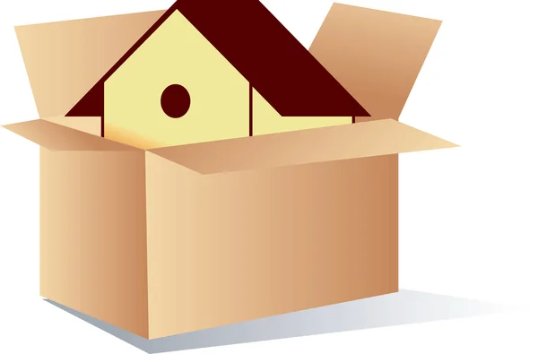 House in a cardboard box — Stock Vector