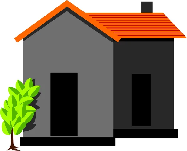 House and a green plant — Stock Vector