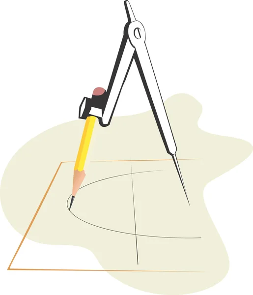 図形描画用鉛筆でコンパスします。 — ストックベクタ