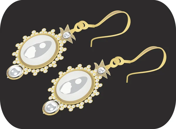 Goldener Ohrring mit Perle — Stockvektor