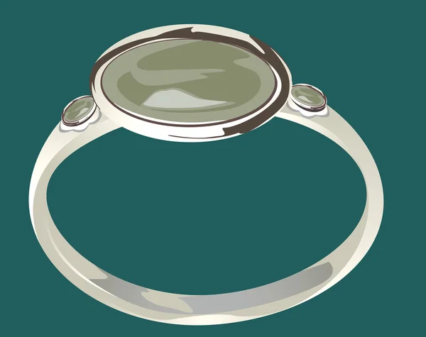 Anillo montado en piedra preciosa color perla — Vector de stock