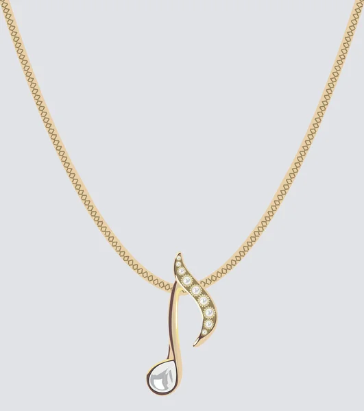 Necklace Diamond Music Note — Stock Vector