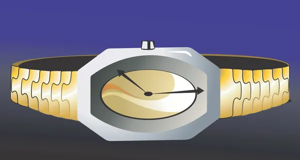 Reloj de pulsera de oro — Vector de stock
