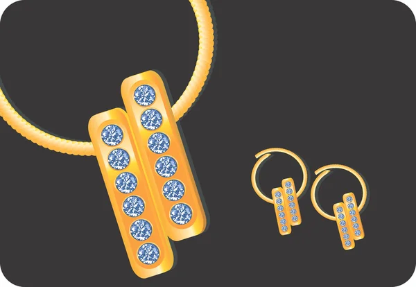 Boucle d'oreille dorée avec diamant — Image vectorielle