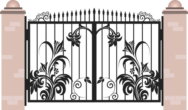 Puerta de pared a la parrilla decorada — Vector de stock