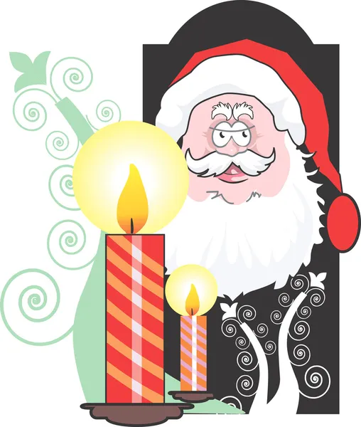 Santa clause and lighted candles — Stock Vector