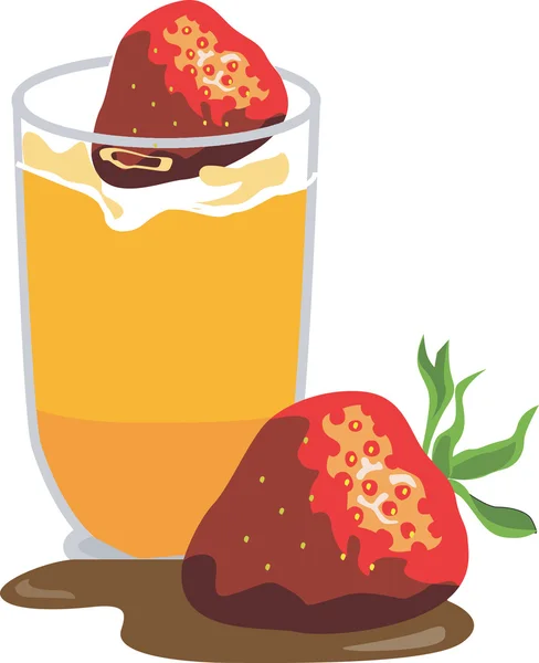 Fraise et verre de jus d'orange — Image vectorielle