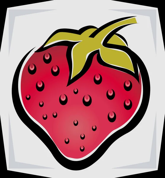Erdbeere mit Stiel — Stockvektor