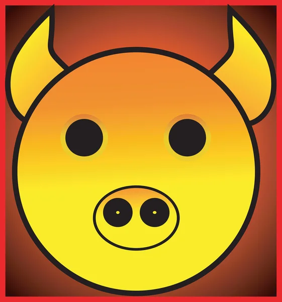 Cara de um porco amarelo em um quadrado — Vetor de Stock
