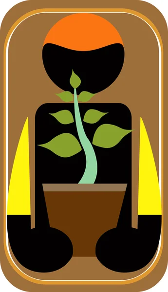 Людина тримає рослину символічною — стоковий вектор
