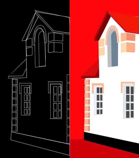 Byggnaden i rött och svart — Stock vektor