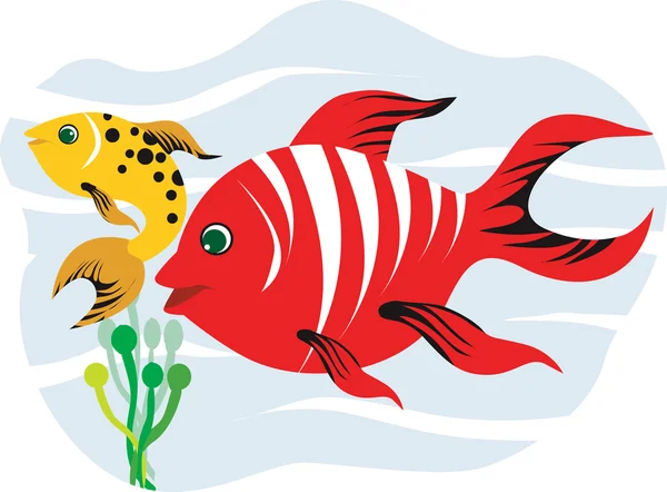 Рыбы красные и желтые — стоковый вектор
