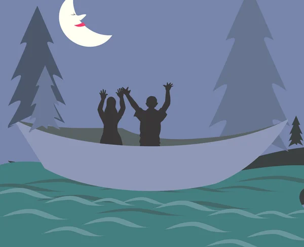 Пара в лодке — стоковый вектор