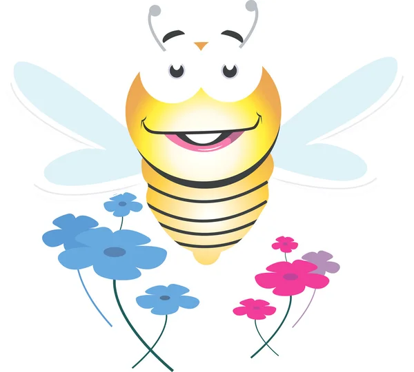 Biene und Blumen — Stockvektor