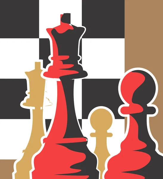 Pawns con scacchiera — Vettoriale Stock