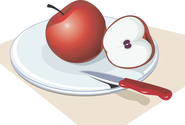Apfel und Messer — Stockvektor
