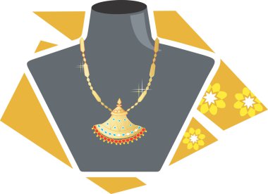 bir heykel üzerinde asılı kolye.