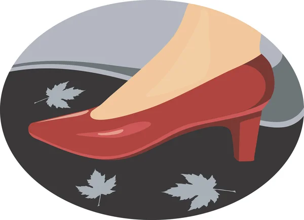 Shoe wearing ladys leg — Stock Vector