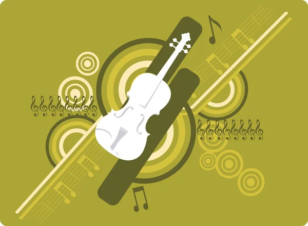 Violín con notas musicales — Vector de stock