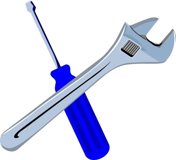 Pipe wrench en schroevendraaier — Stockvector