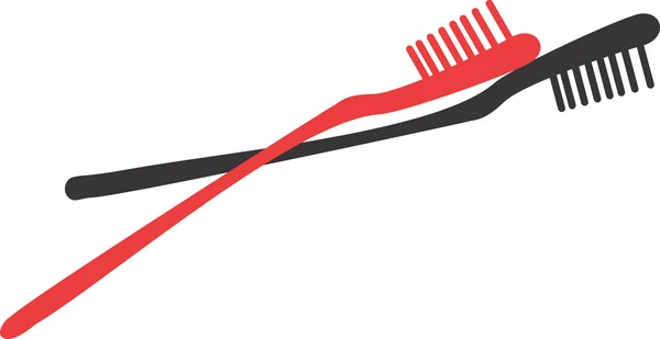 Escovas de dentes vermelho e preto — Vetor de Stock