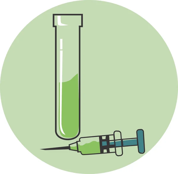 Test tube and syringe — Stock Vector
