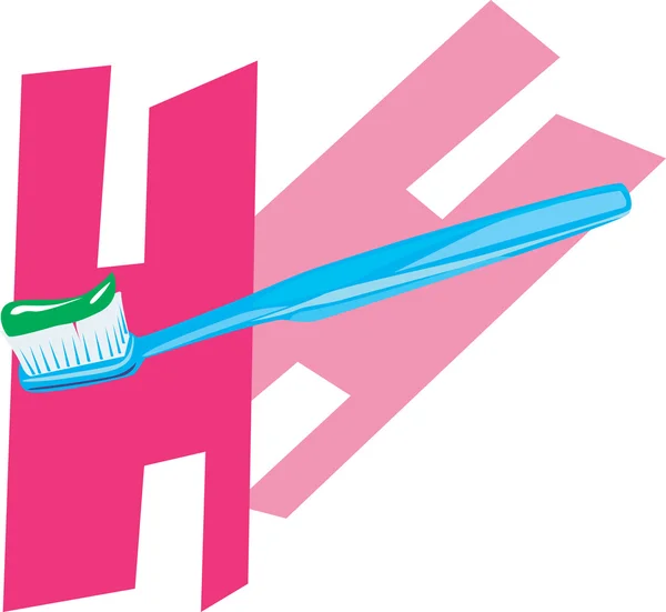 Pasta de dentes em uma escova de dentes — Vetor de Stock