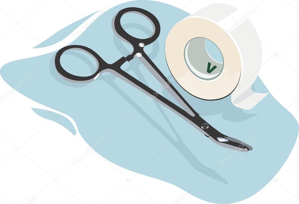 Surgical scissor and plastering tape