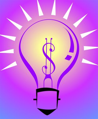 dolar simgesi olan elektrikli ampul