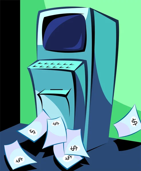Bilgisayar kağıt baskılı Doları sembolleri — Stok Vektör