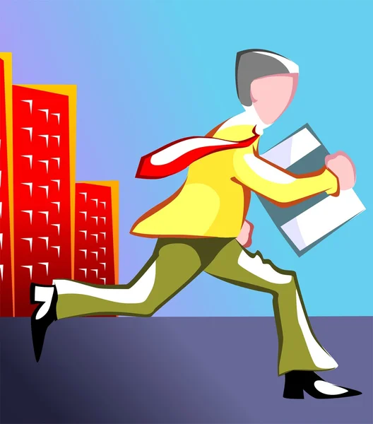 Hombre corriendo con un archivo — Vector de stock