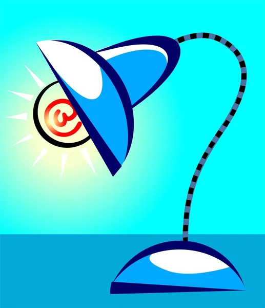 Bordslampa med internet symbolen glödlampa glödlampan — Stock vektor