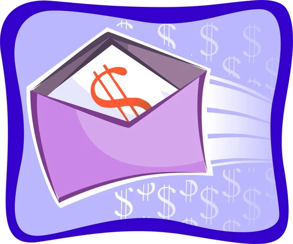 Briefumschlag mit bedrucktem Papier mit Dollar-Symbol — Stockvektor