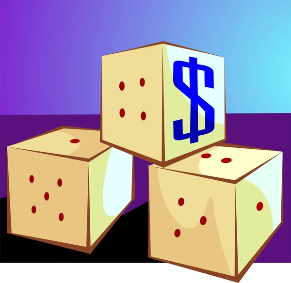 Trois cubes de jeu avec signe dollar — Image vectorielle