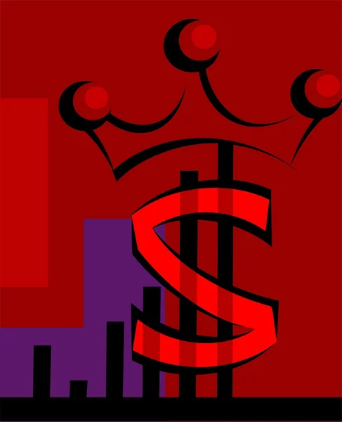 Coroa com símbolo de dólar — Vetor de Stock