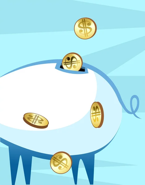 Piggy bank with dollar coins — Stock Vector