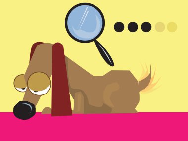 Dachshund Köpek ve Büyüteç