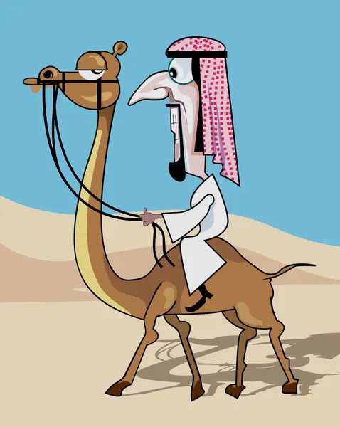 Hombre árabe viajando en camello — Vector de stock