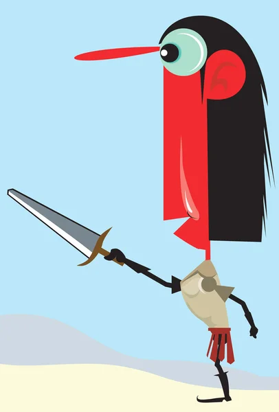 Tribal man standing with a sword — Stock Vector