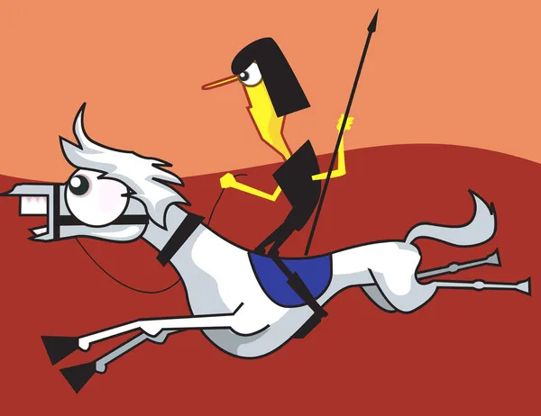 Hombre montando en un caballo con una espada — Vector de stock