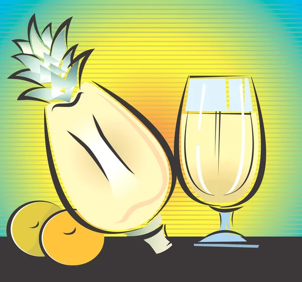 Ананас і апельсин і склянка соку — стоковий вектор